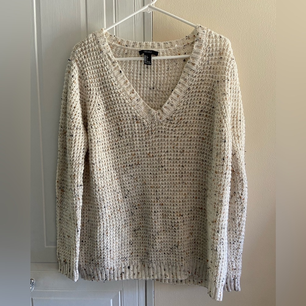 Forever 21 Sweater Cream‎ with Neutral color tones long sleeve Large